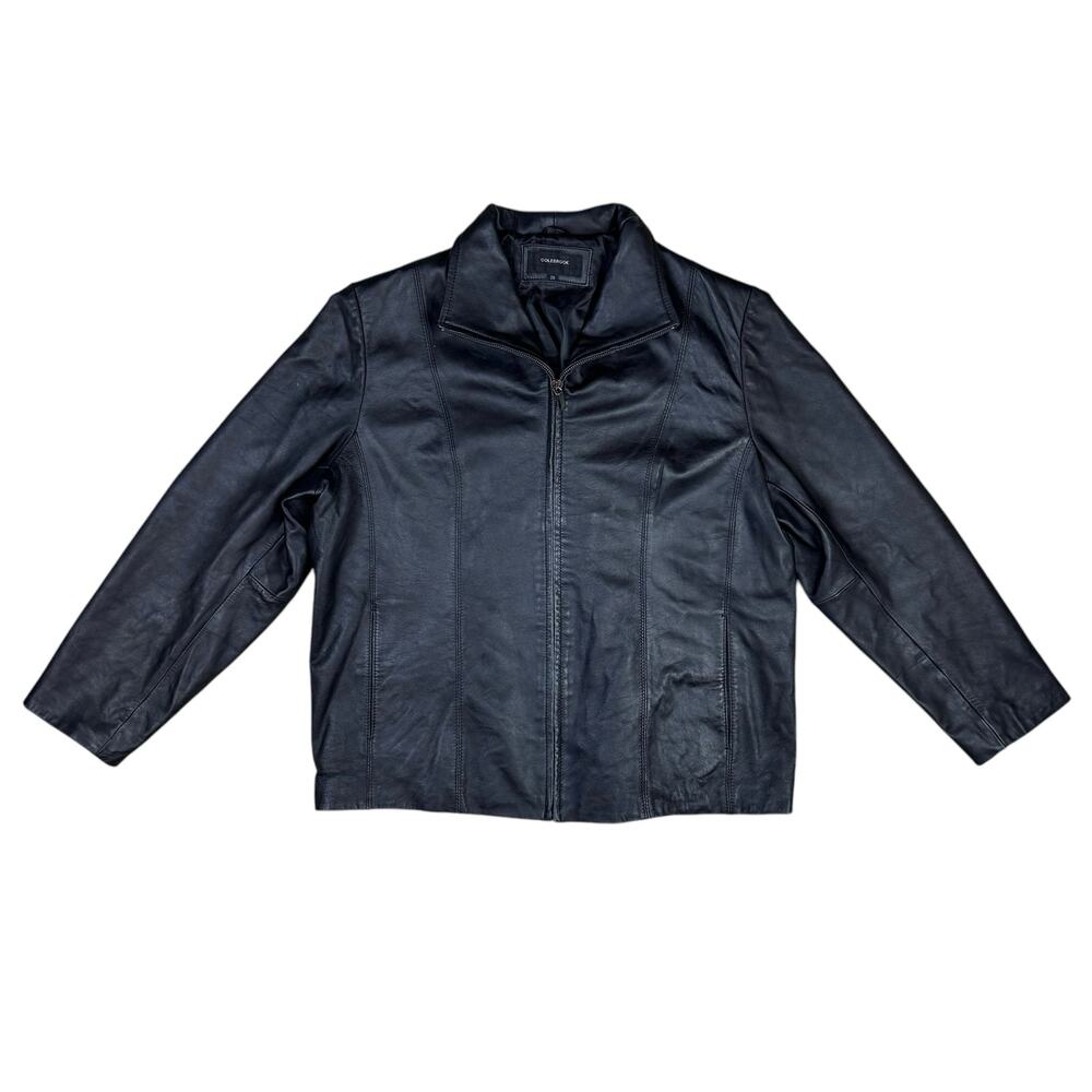 Colebrook Women's Plus Black Soft Leather Zip Up Collared Straight Fit Jacket
